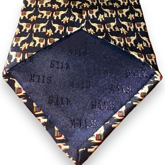Hugo Boss Navy Elephant Print Handmade Neck Tie - Picture 4 of 6